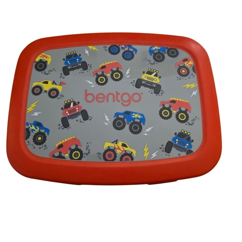 Bentgo Kids Lunch Box Monster Truck Red Grey 5-Compartment Leak-Proof Bento Box